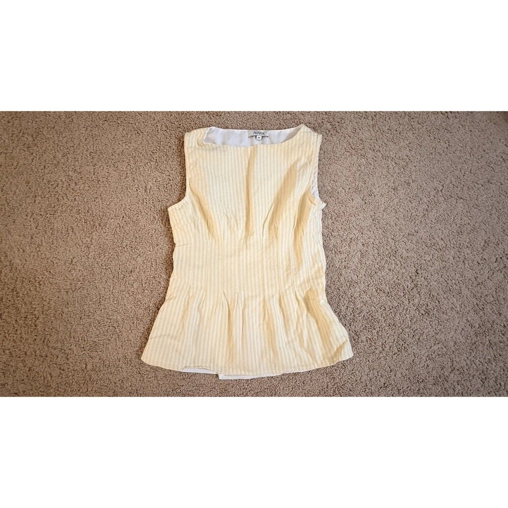 Sleeveless Yellow Stripe Peplum Blouse